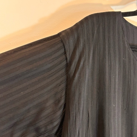 KALIYANA Sz S Oversized Dress Two Layer Patch Side Slits Textured Stripes - Picture 9 of 14